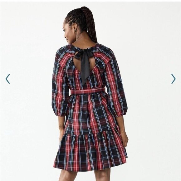 Draper James RSVP Plaid Bow Back 3/4 Sleeve Dress - Picture 10 of 10